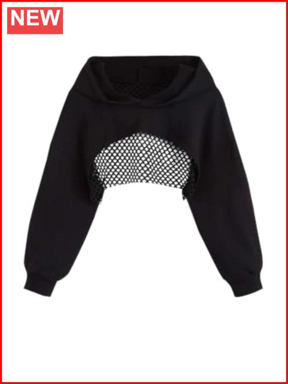 Girls Mesh Cutout Crop Hoodie Pullover Sweatshirt Long Sleeve